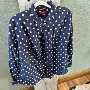 Navy Polka Dot Button Up